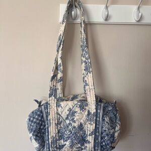 Vintage Vera Bradley Blue and Cream Quilted Tote Bag